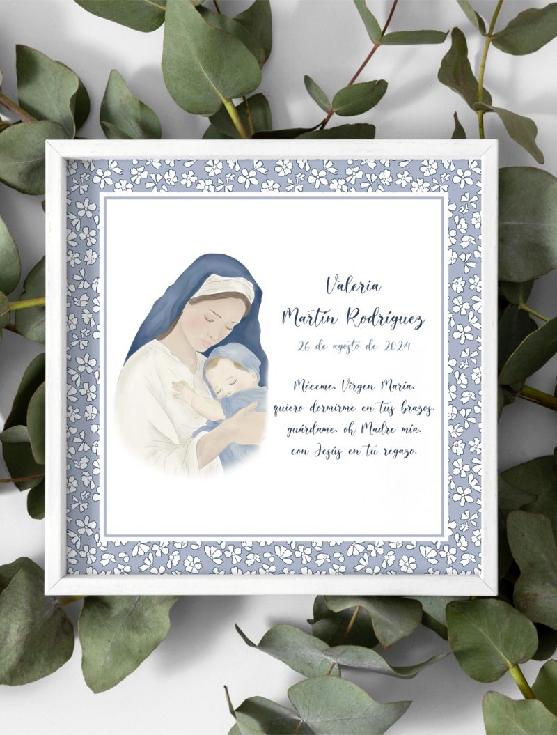 LÁMINA VIRGENCITA ESTAMPADO FLORAL