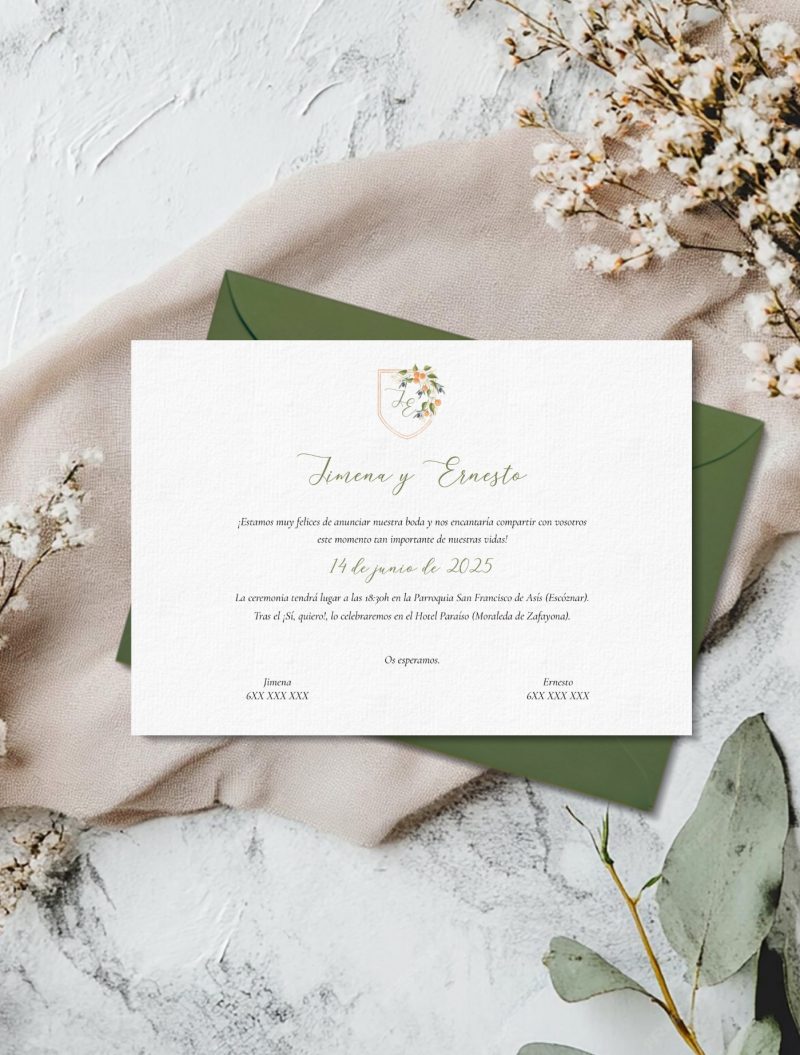 INVITACIÓN ESCUDO NARANJAS Y OLIVAS